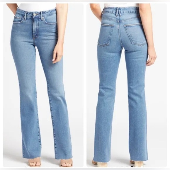 Good American Good Classic Boot Jeans raw hem Sz 4 / 27 - Picture 1 of 8